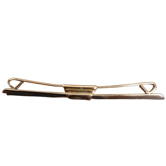 Vintage Collar Bar Gold Tone Tie Clip Elegant Mens Accessory Retro Style - Picture 2 of 8